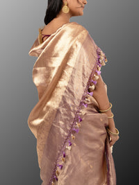 Banarasi Tissue silk mark certified saree with lace - Purple