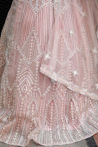 Lehenga with all over sequin and stone work - peachish pink