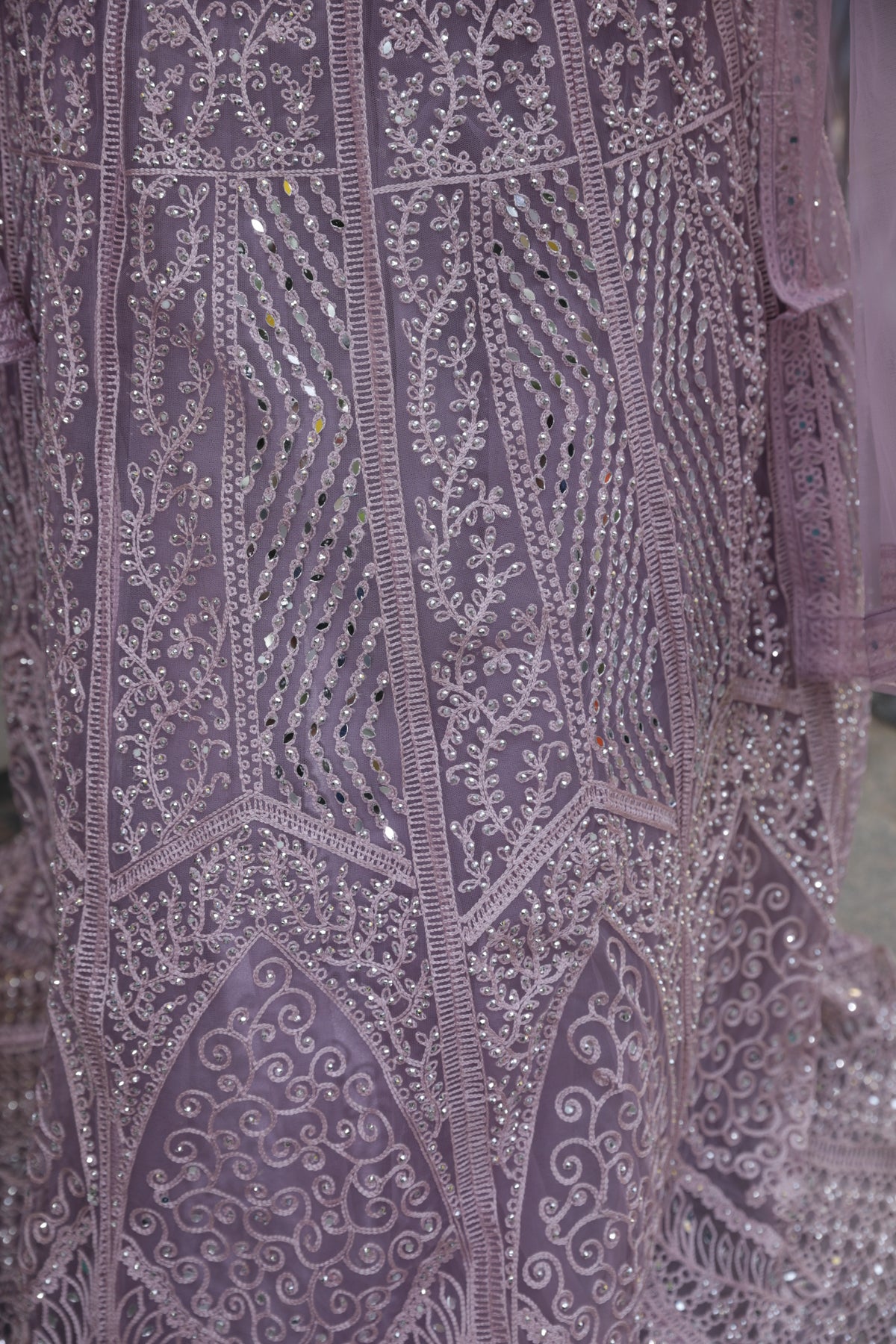 Lehenga with all over sequin and stone work - Purple