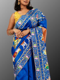 Pattachitra Pure silk handpainted saree - Blue