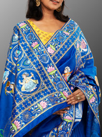 Pattachitra Pure silk handpainted saree - Blue