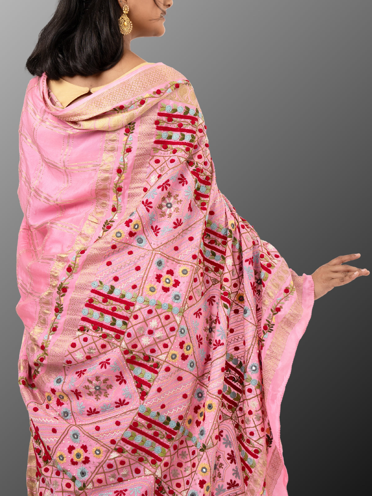 Mysore Silk Saree with lambani work - Pink