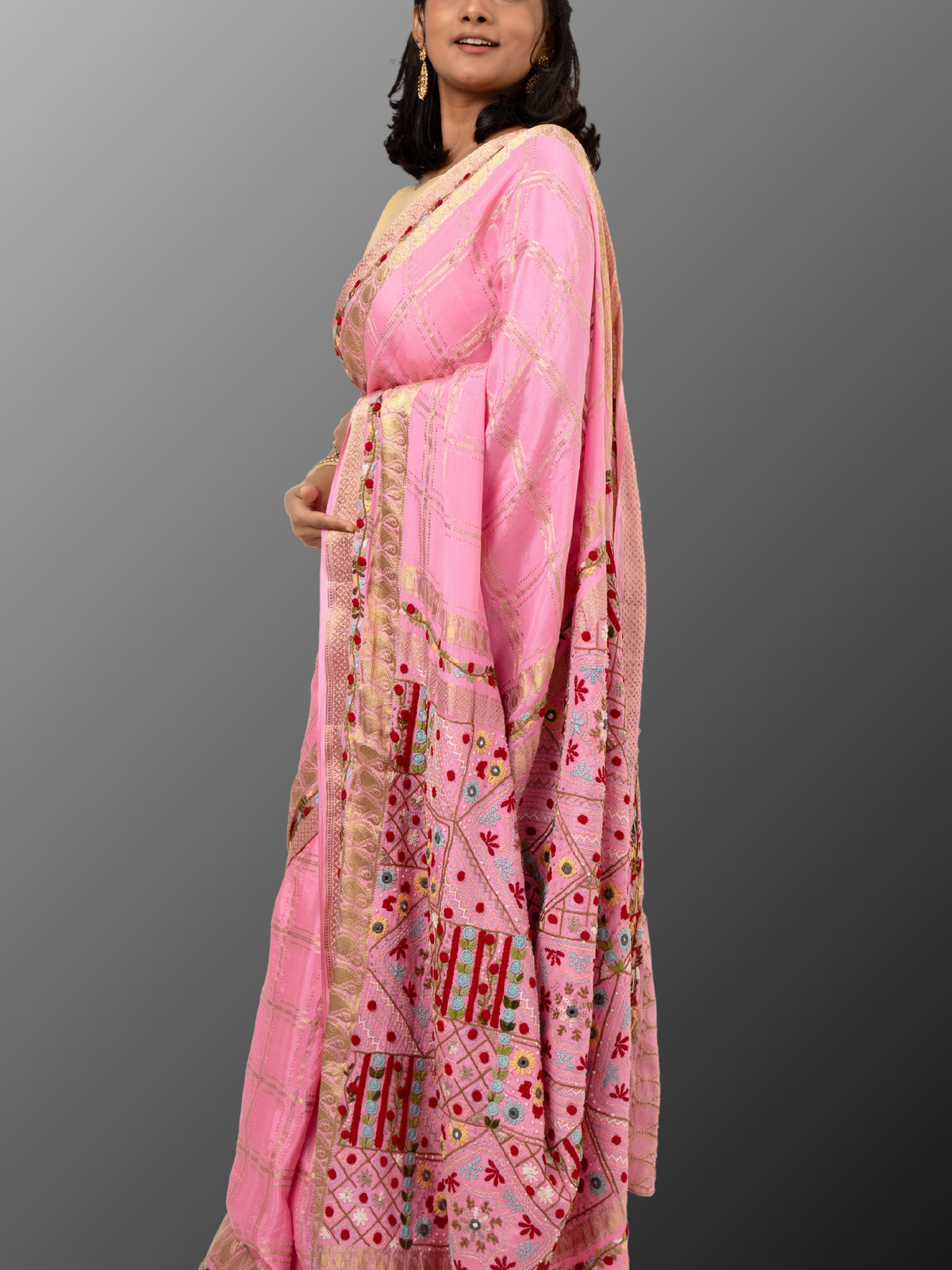 Mysore Silk Saree with lambani work - Pink