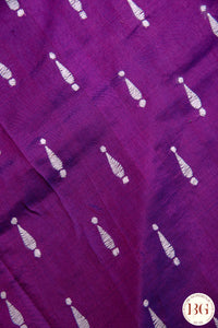 Kantha Stitch Saree on Bangalore Silk with parrot motif - blue with white and green