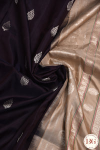 No Zari Kuttu Gadwal Pure handloom silk saree - coffee brown with beige