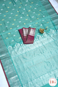 Kuttu Gadwal Pure silk handloom saree - light green