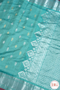 Kuttu Gadwal Pure silk handloom saree - light green