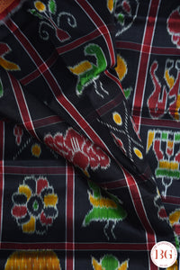 Khandua Nabakothi pure silk odisha handloom saree - black