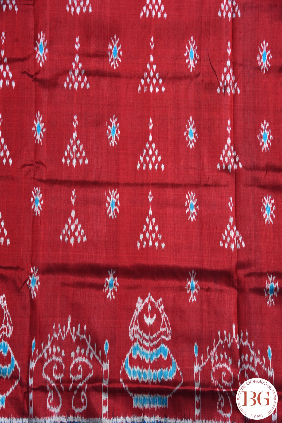 Laxmipada work pure khandua silk odisha handloom saree - red blue