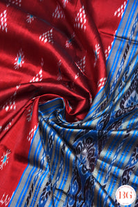 Laxmipada work pure khandua silk odisha handloom saree - red blue