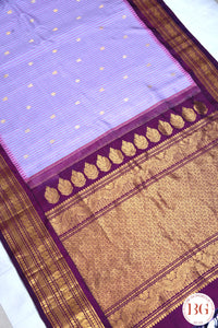 Kuttu Gadwal Pure silk handloom saree - pink purple with dark purple