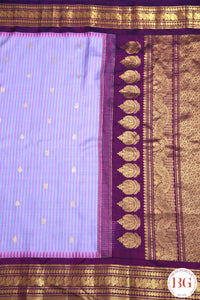 Kuttu Gadwal Pure silk handloom saree - pink purple with dark purple