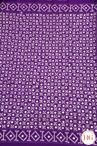 Kutch Stitch Saree with mirror work on Bangalore Silk - Purple with White