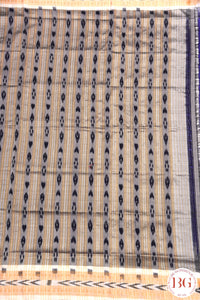 Minibuti temple border Khandua Silk Odisha Handloom Saree - blue white