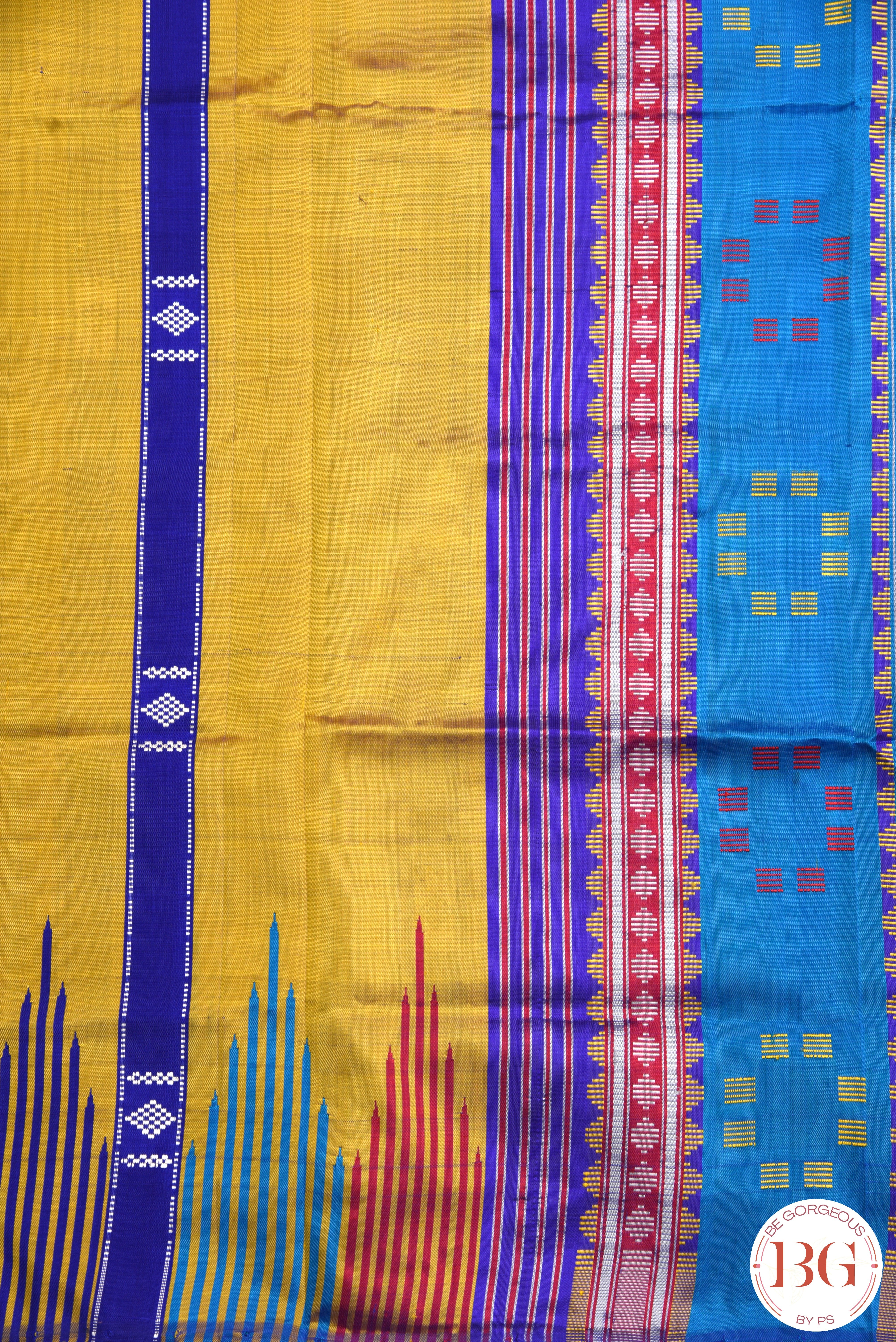 Berhampuri double pallu pure silk odisha handloom saree  - yellow