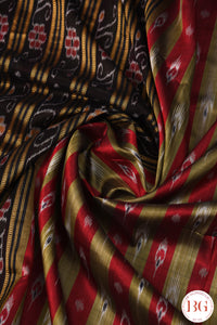 Stripe body chandrika pure khandua silk odisha handloom saree - black red