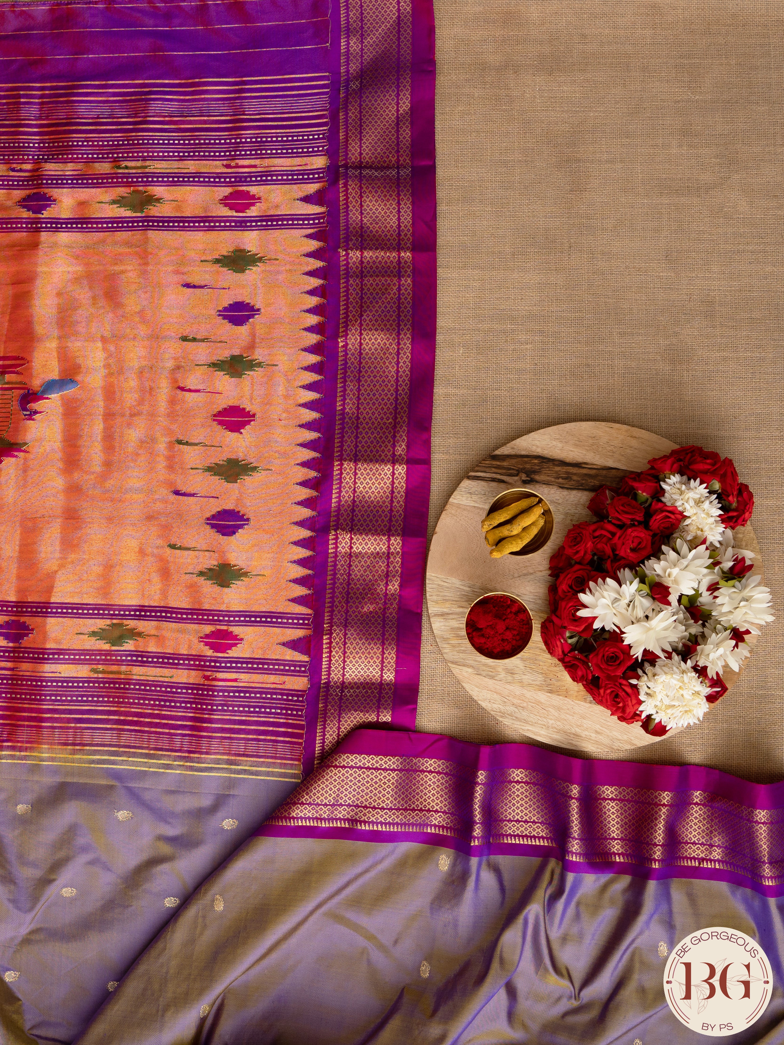 Paithani Pure Silk Handloom Saree - Light Purple