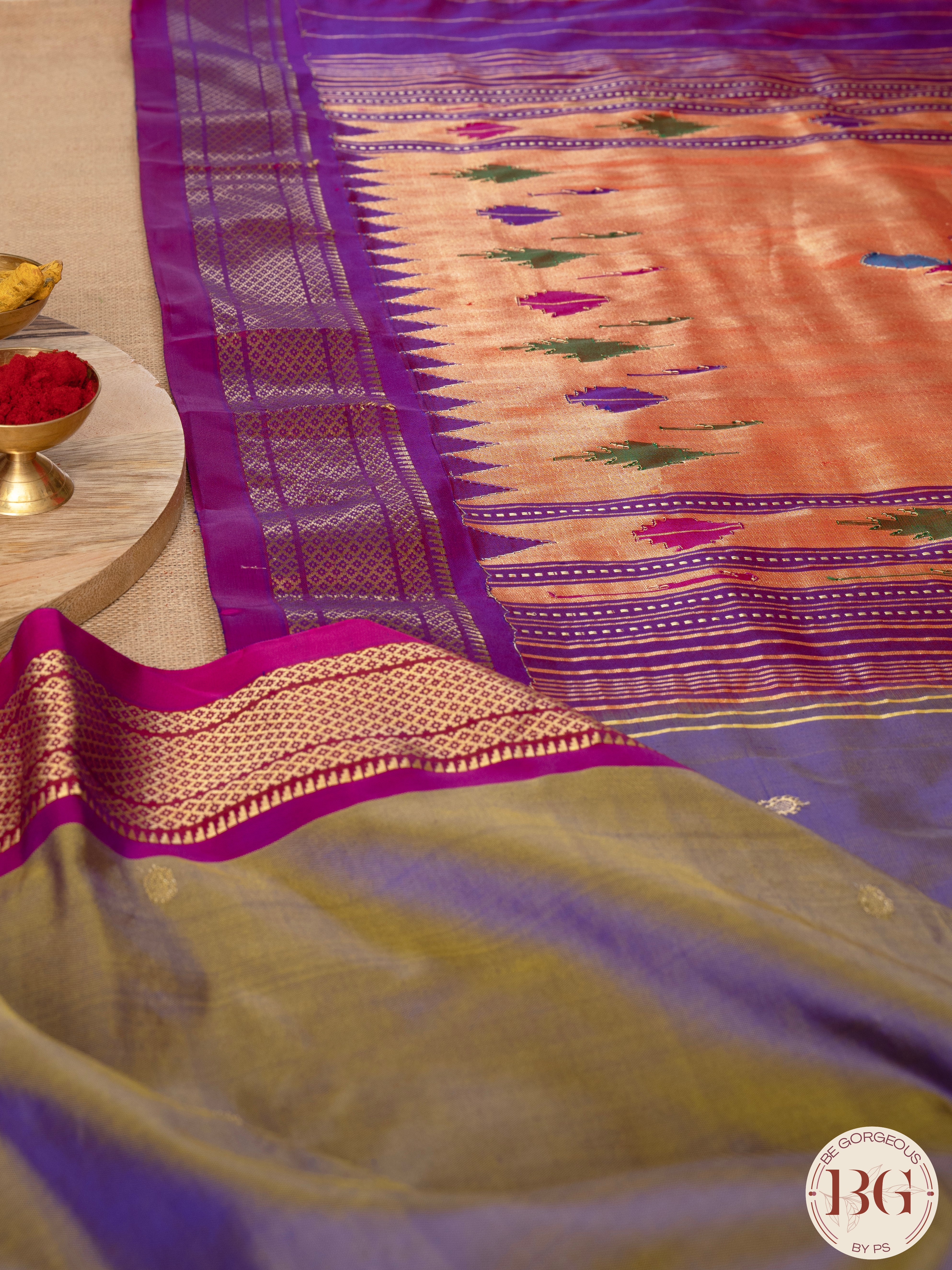 Paithani Pure Silk Handloom Saree - Light Purple