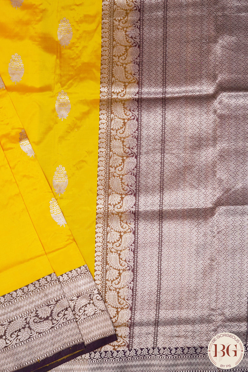 Banarasi Handloom Katan Silk Saree - Silk mark certfied - Yellow