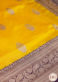 Banarasi Handloom Katan Silk Saree - Silk mark certfied - Yellow