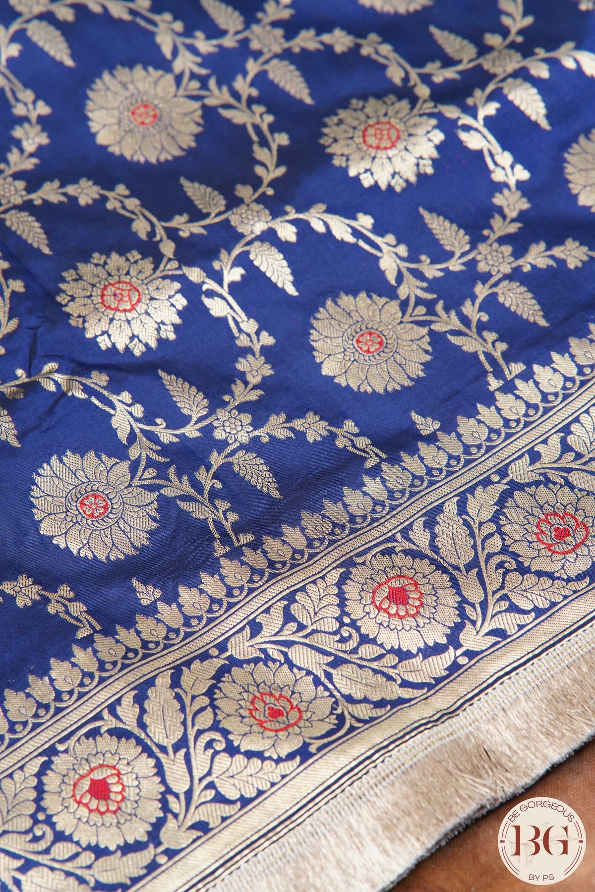 Banarasi Handloom Katan Silk Saree with meenakari work - Silk mark certfied - blue