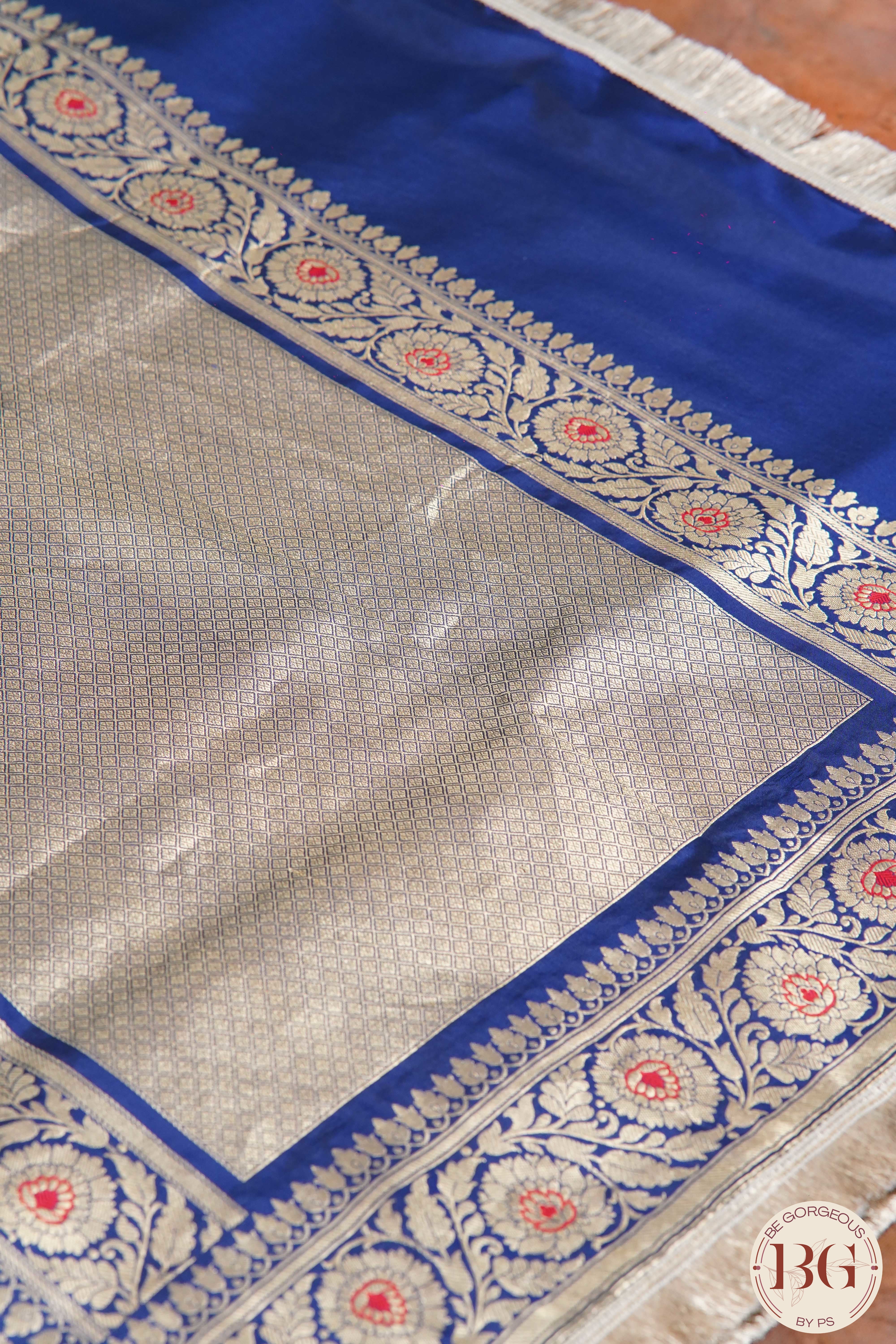 Banarasi Handloom Katan Silk Saree with meenakari work - Silk mark certfied - blue