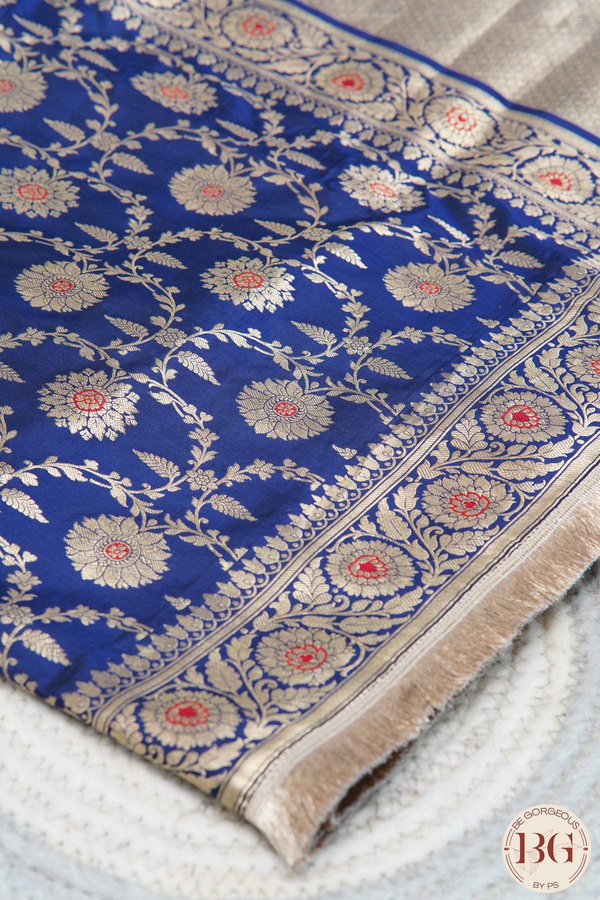 Banarasi Handloom Katan Silk Saree with meenakari work - Silk mark certfied - blue