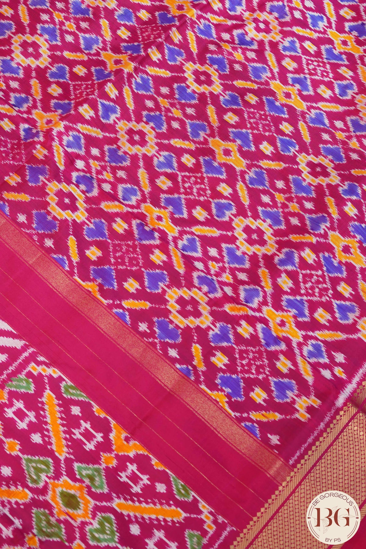 Ikkat Pure silk handloom saree with zig zag - Pink