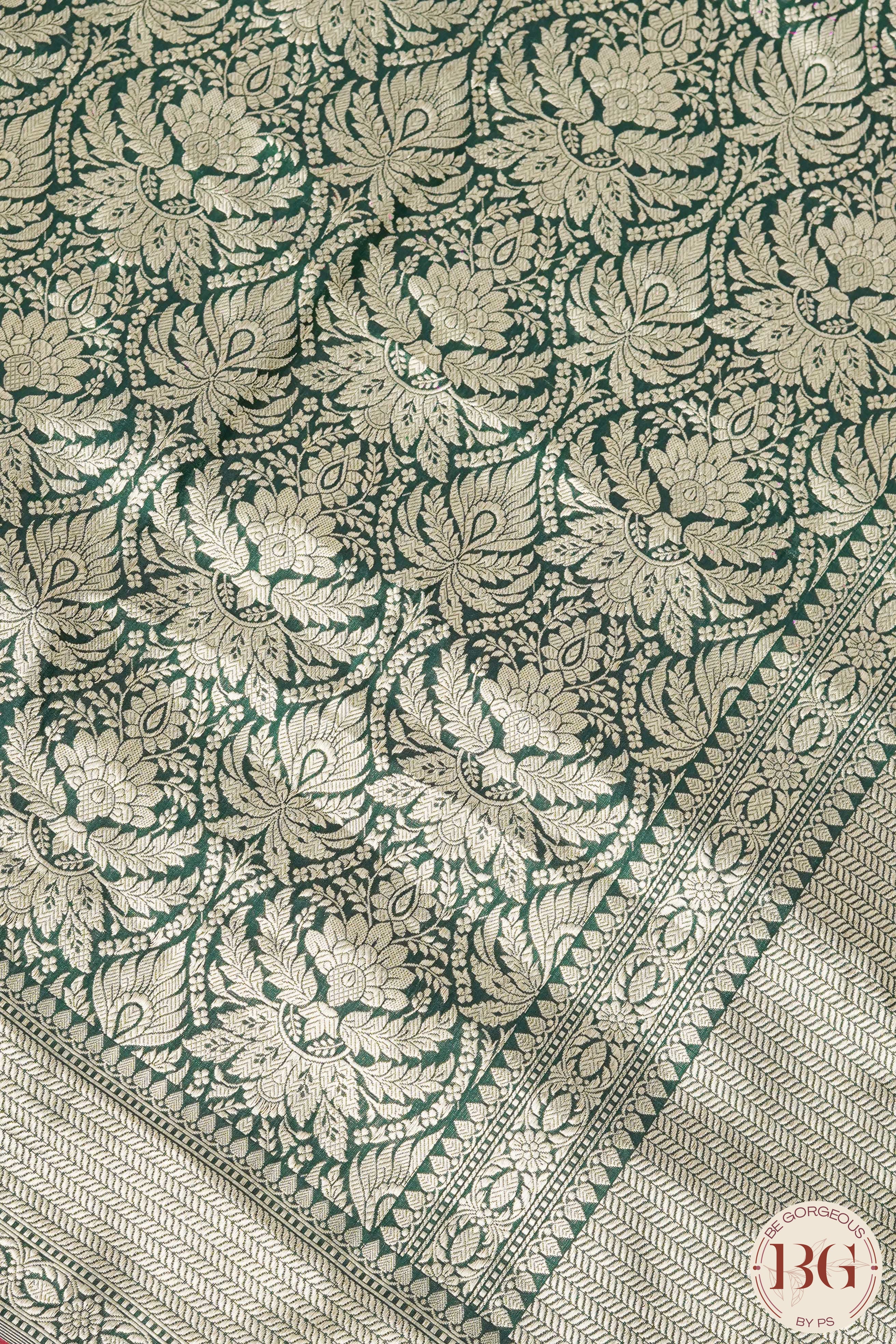 Banarasi Handloom Katan Silk brocade Saree - Silk mark certfied - green