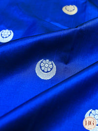 Banarasi Handwoven Katan Silk Kadhua Sona Roopa Chaand Bindi Weaved Saree With Silkmark Certificate - blue