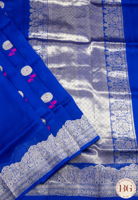 Banarasi Handwoven Kora organza meenakari weaved silk mark certfied saree - blue