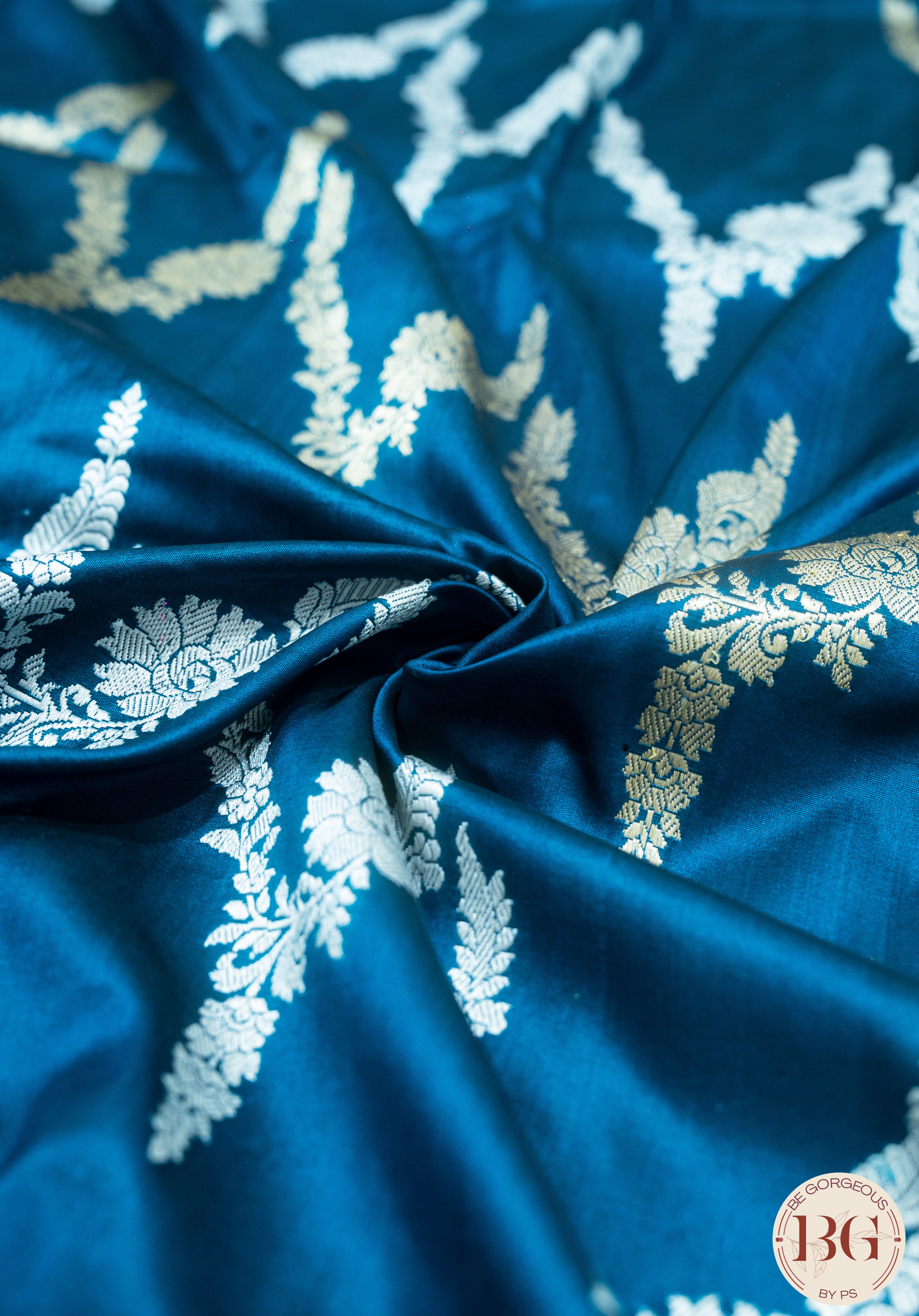 Banarasi Handwoven Katan Silk Kadhua Sona Roopa Weaved Saree With Silkmark Certificate - peacock blue