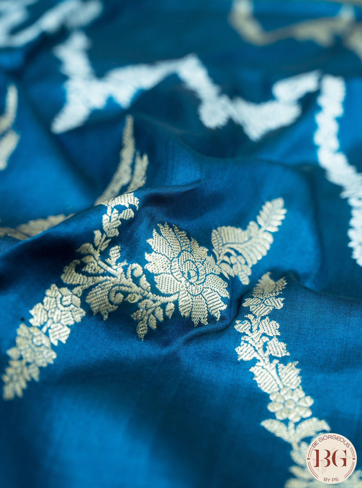 Banarasi Handwoven Katan Silk Kadhua Sona Roopa Weaved Saree With Silkmark Certificate - peacock blue