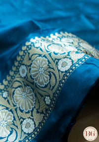 Banarasi Handwoven Katan Silk Kadhua Sona Roopa Weaved Saree With Silkmark Certificate - peacock blue