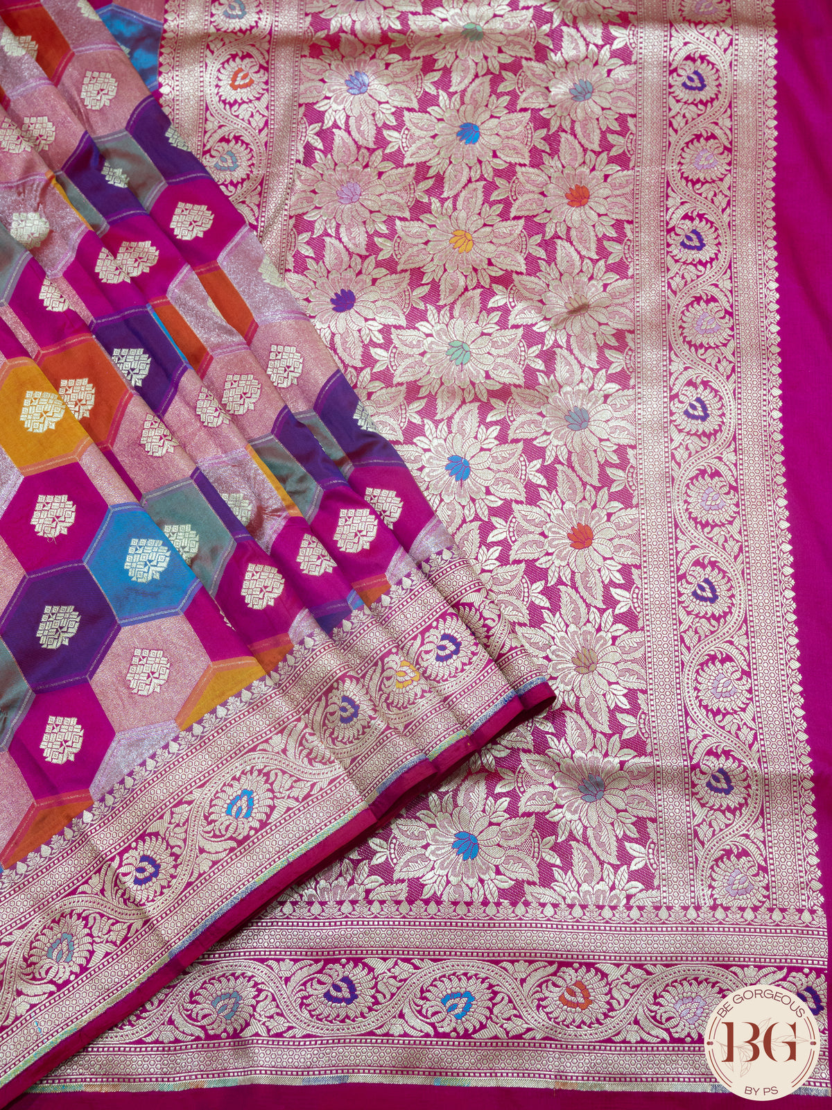 Banarasi HandWoven Rangkaat Pure Katan Silk Saree Weaved Saree With Silkmark Certficate - multicolor