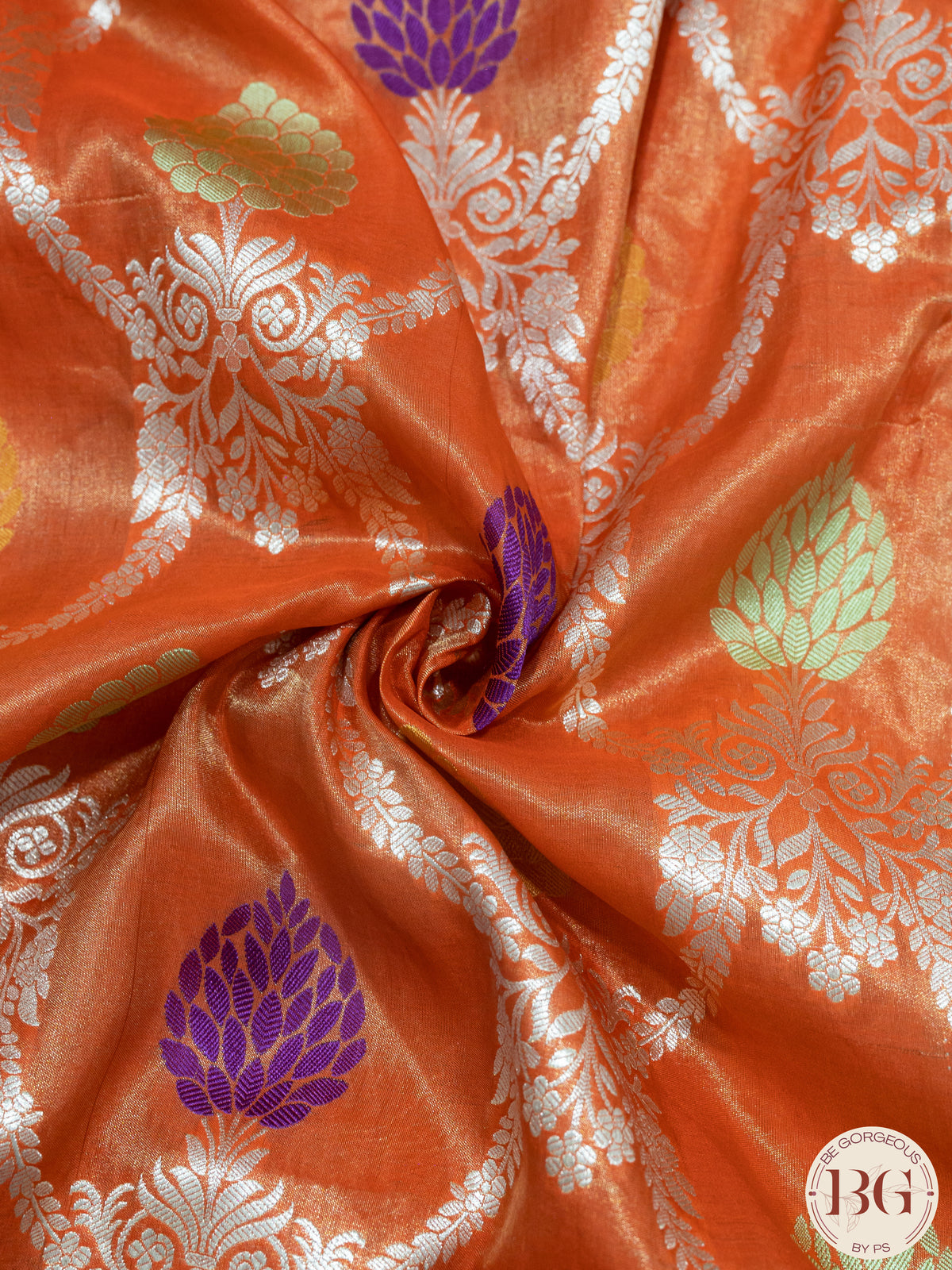 Banarasi Handwoven Katan Silk Kadhua Meenakaari Kadhua Weaved Saree With Silkmark Certificate - orange