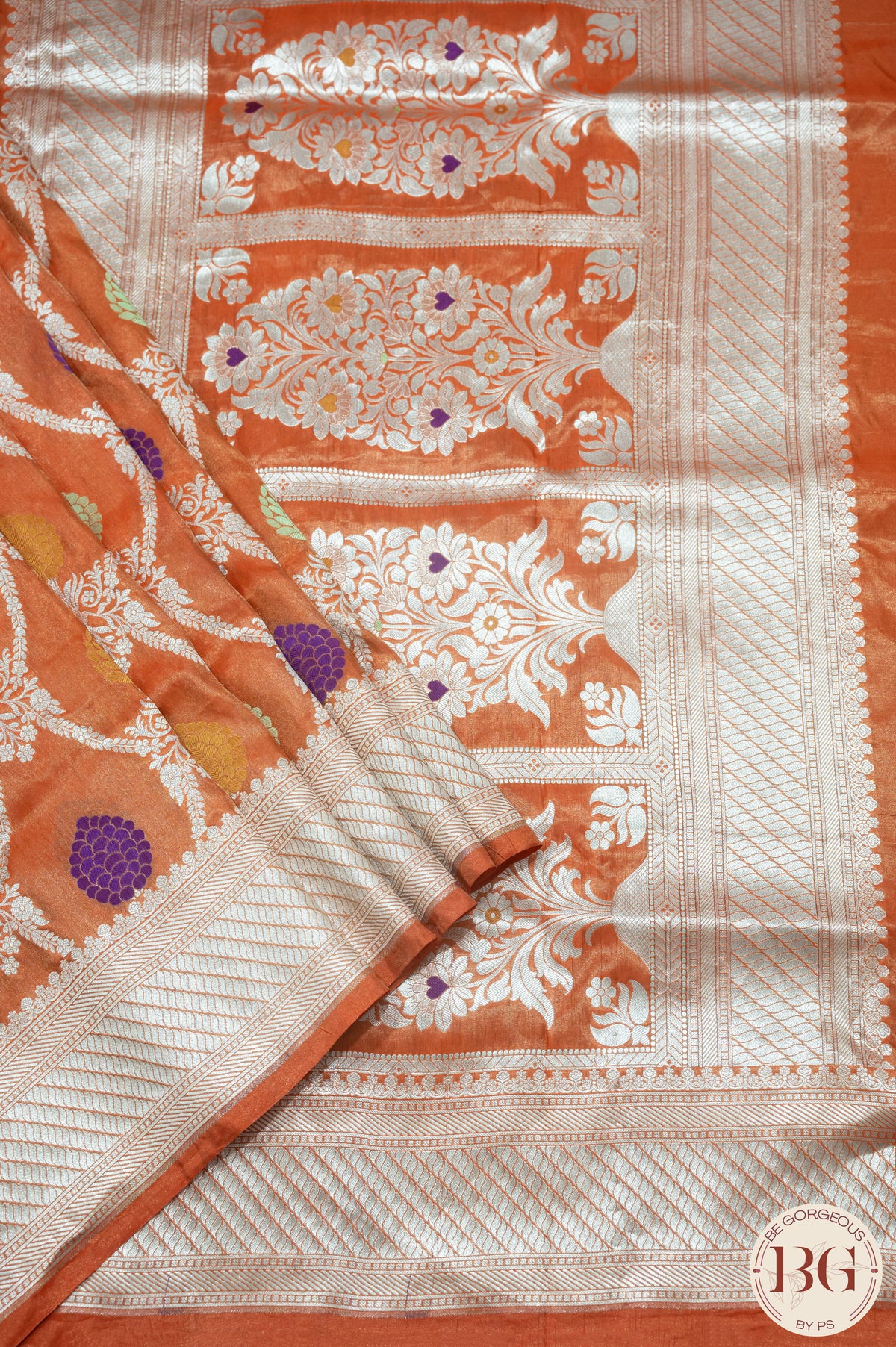 Banarasi Handwoven Katan Silk Kadhua Meenakaari Kadhua Weaved Saree With Silkmark Certificate - orange