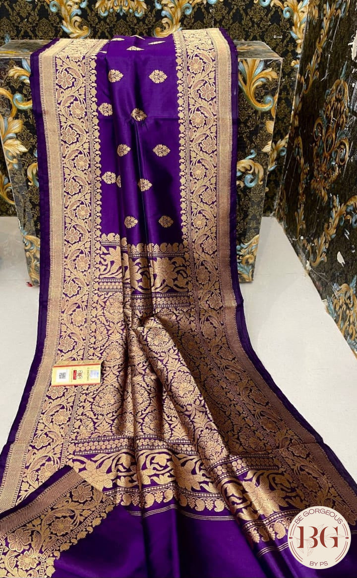 Pure Banarasi Handloom Katan Silk Kadhua Weaved Saree - Purple
Silkmark certfiied