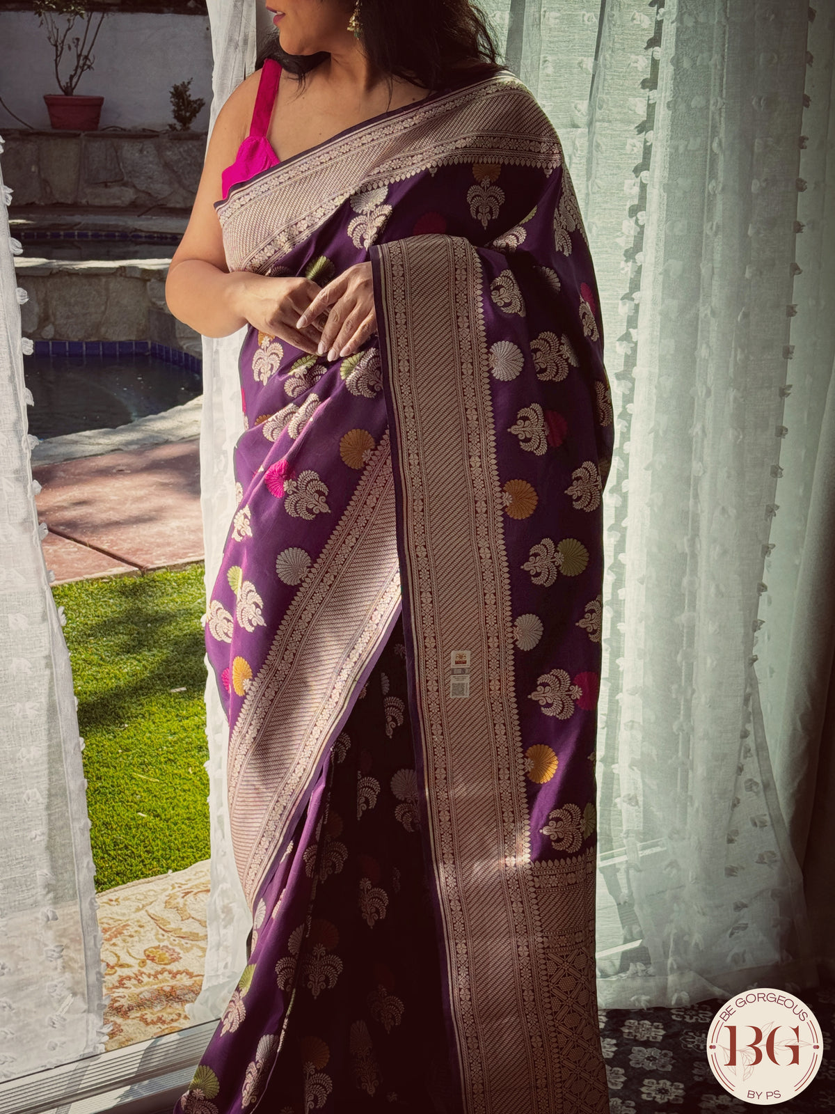 Banarasi Handwoven Katan Silk meenakari weaved saree with silkmark certficate - Purple