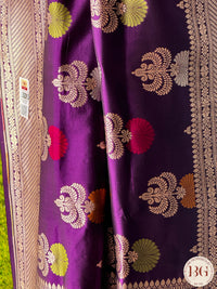 Banarasi Handwoven Katan Silk meenakari weaved saree with silkmark certficate - Purple