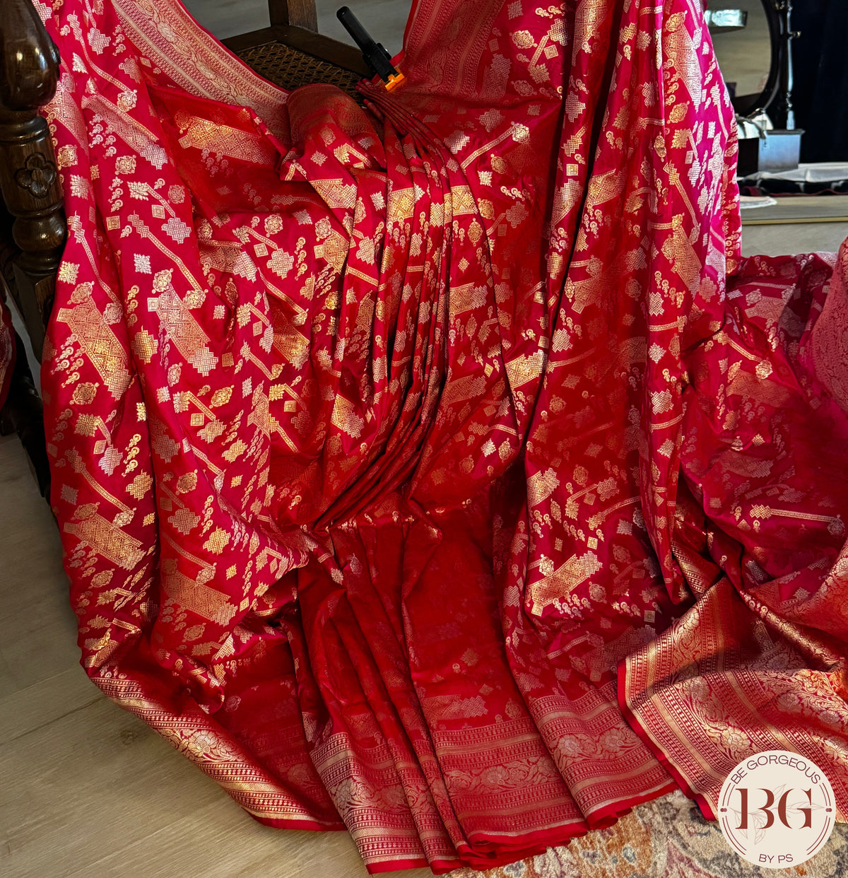 Banarasi Handwoven Katan Silk saree with silkmark certficate - Rani Pink