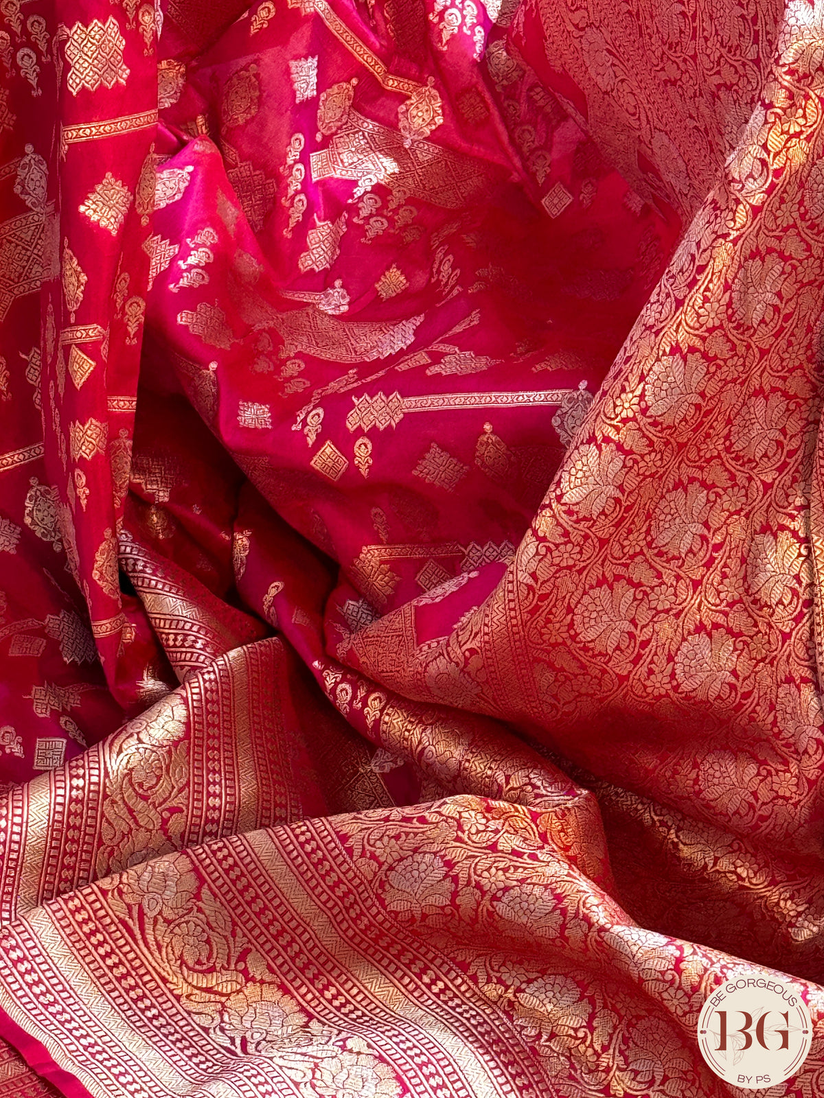 Banarasi Handwoven Katan Silk saree with silkmark certficate - Rani Pink