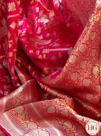 Banarasi Handwoven Katan Silk saree with silkmark certficate - Rani Pink