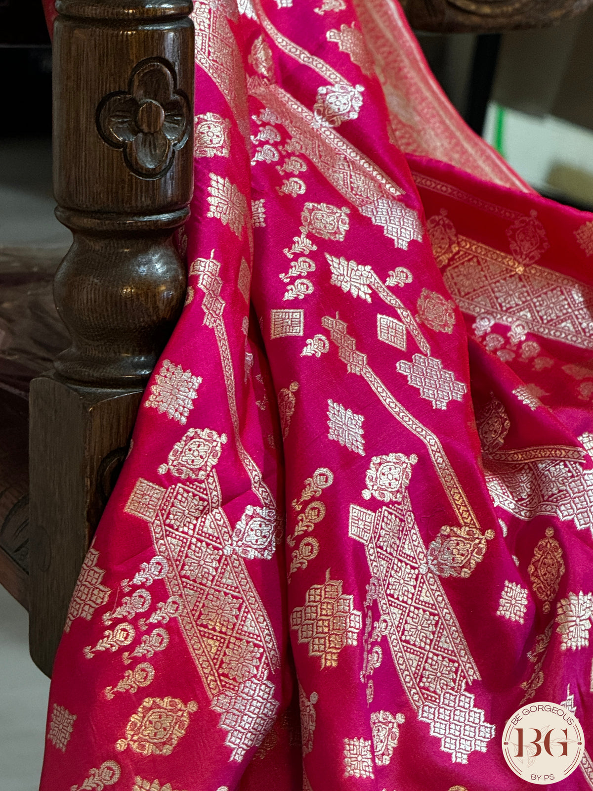 Banarasi Handwoven Katan Silk saree with silkmark certficate - Rani Pink