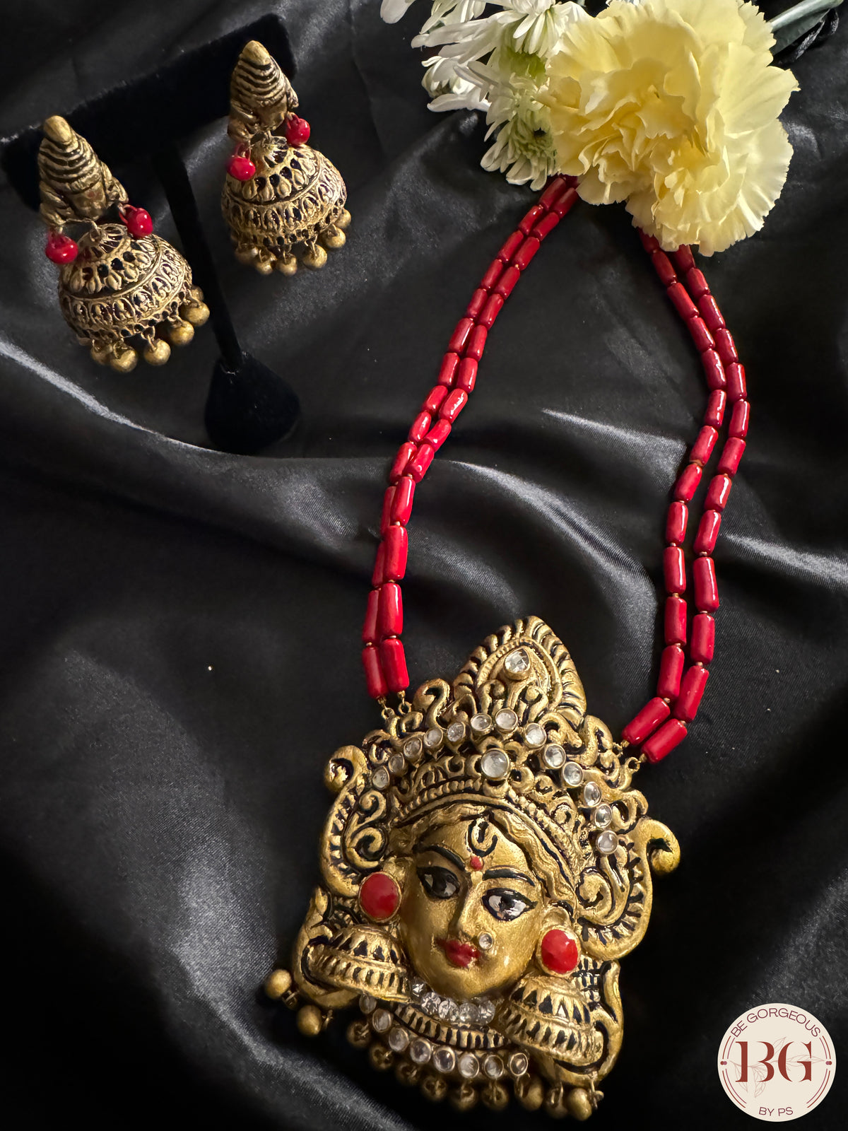 Terracotta Handmade Jewelery in Red Color - Durga