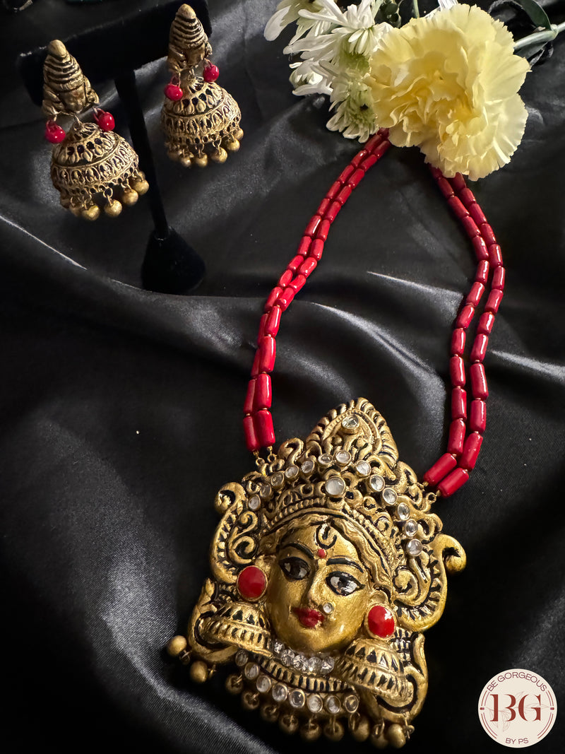 Terracotta Handmade Jewelery in Red Color - Durga