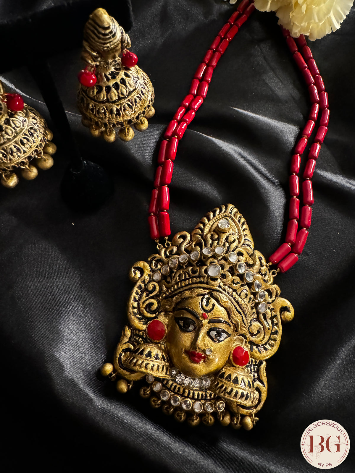 Terracotta Handmade Jewelery in Red Color - Durga