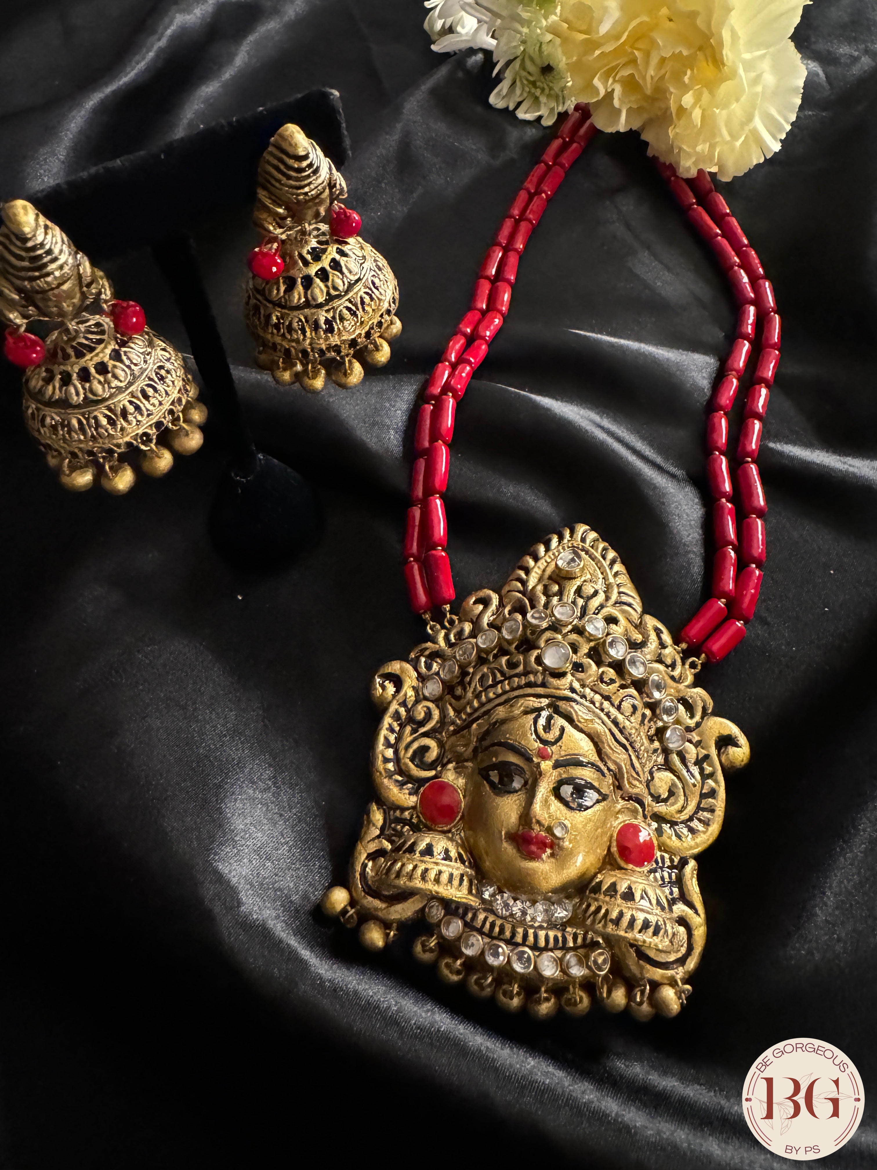 Terracotta Handmade Jewelery in Red Color - Durga