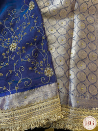 Pure banarasi tissue silk handwoven saree with gotapatti borders and hand stonework