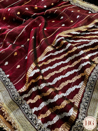 Pure banarasi tissue silk handwoven saree with weaving, gotapatti borders and hand stonework